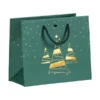 Saco verde e dourado com arvores de natal