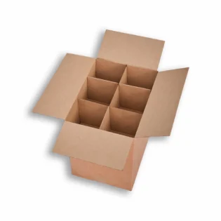 Caixa de Cartão Duplo com divisórias para Garrafas vista de cima