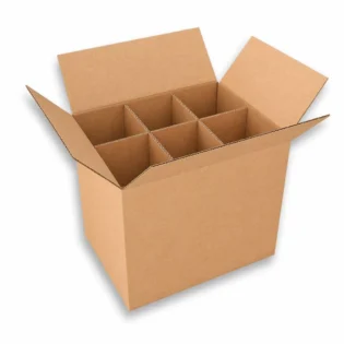 Caixa de Cartão Duplo com divisórias para Garrafas em perspetiva