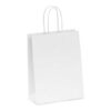 Os sacos de papel com asa retorcida são muito resistentes, garantem proteção eficiente dos produtos. Disponível em Branco.