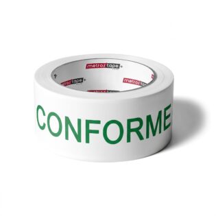 A fita adesiva conforme é ideal para fechar e identificar as suas embalagens de papel e cartão