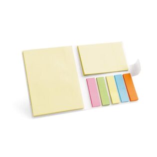Bloco de notas adesivas com 7 conjuntos (25 folhas cada um dos conjuntos) e capa em cartão