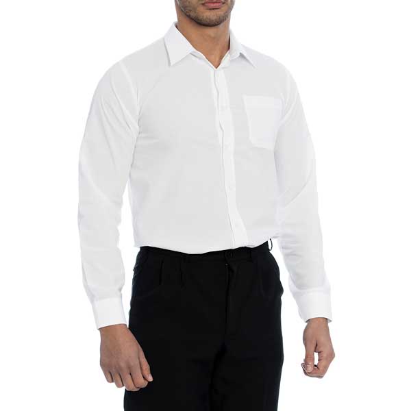 As camisas de manga comprida para homem com corte moderno têm bolso de chapa de cantos cortados no peito e manga comprida com botão nos punhos. Conferem um aspeto elegante e distinto ao utilizador.