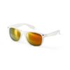 Óculos de sol em PC com lentes espelhadas, proteção 400 UV e armação translúcida