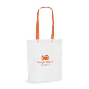 Saco em non-woven (80 g/m²) termo-selado com alças de 55 cm