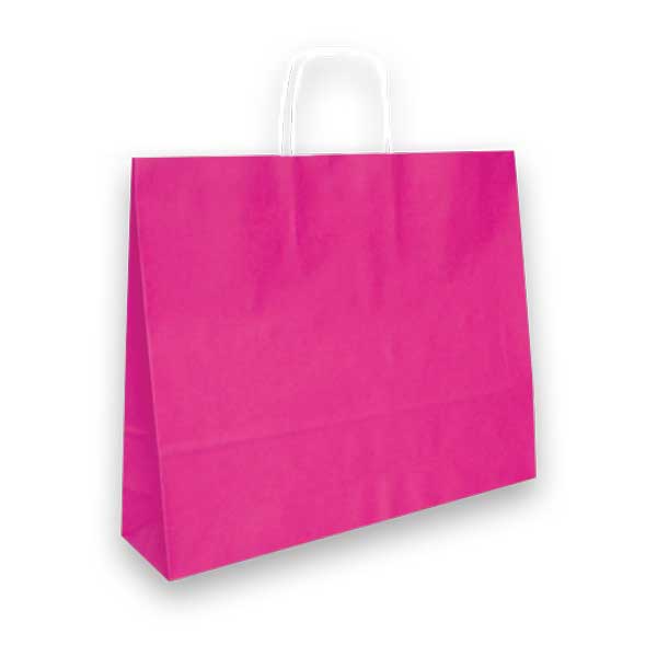 Os sacos em papel colorido com asa retorcida são ideais para transporte de produtos
