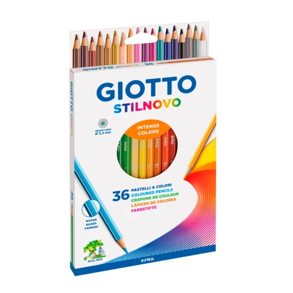 A caixa de lápis de cor Stilnovo da Giotto é a escolha perfeita para quem procura qualidade, criatividade e durabilidade em cada traço.