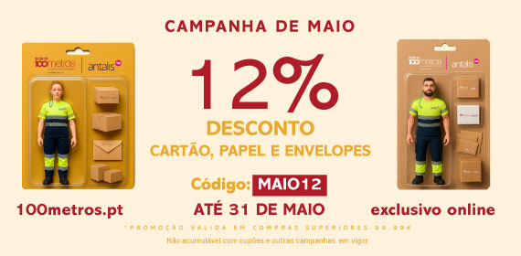 Campanha de Maio - 12% Cartão, Papel e Envelopes