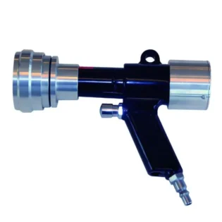 Pistola de ar para enchimento de air bags, em fundo branco.