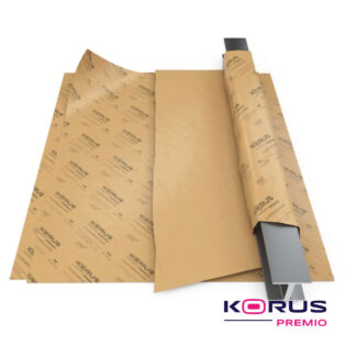 Peça metálica a ser embrulhada pelo papel korus premio.
