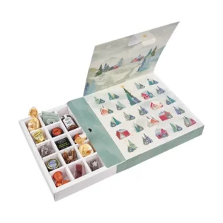 Calendario de natal branco e verde com gaveta