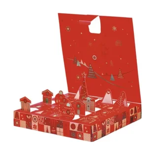 Calendario de natal vermelho aberto com portas abertas