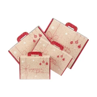 Conjunto de caixas com pega de natal vermelhas