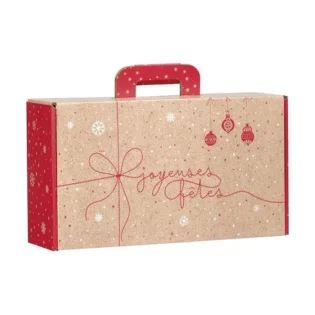 Caixa com pega de natal vermelha pequena