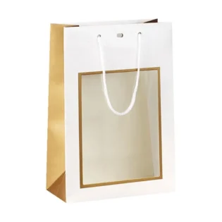 Saco Branco e Dourado com janela