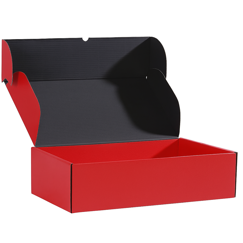 Interior de caixa de envio posta vermelha