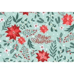 Papel de embrulho de natal azul e vermelho com azevinho