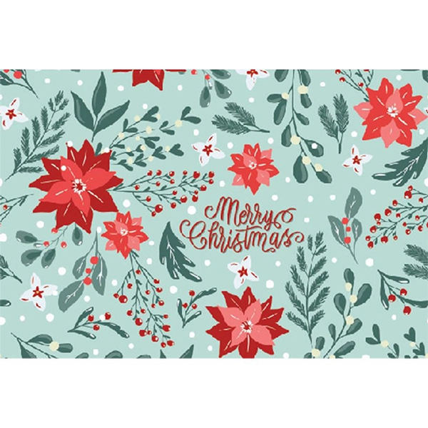 Papel de embrulho de natal azul e vermelho com azevinho