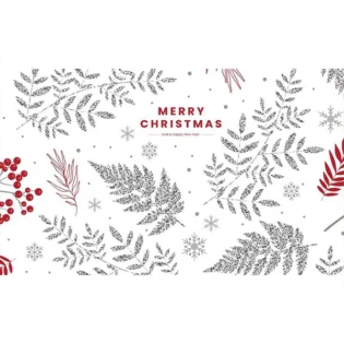 Papel de embrulho de natal branco e vermelho com azevinho