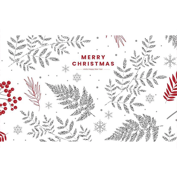 Papel de embrulho de natal branco e vermelho com azevinho