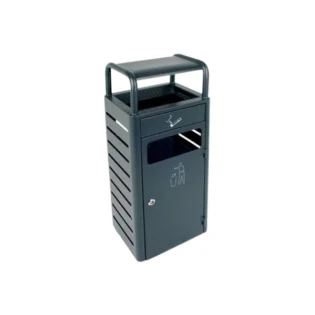 Conjunto de cinzeiro com prateleira de grande volume cinzento escuro, adequado para exterior.