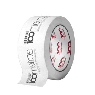 Fita adesiva branca kraft personalizada produzida com materiais ecológicos e 100% recicláveis