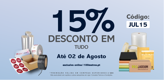 15% de desconto em tudo até 19 de julho em compras de valor igual ou superior a 120€