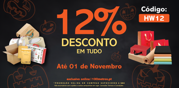 12% de Desconto em TUDO até dia 01 de novembro